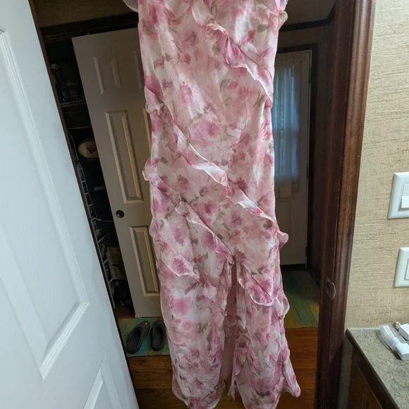 Lulu's Floral Pink Ruffle Dress - Picture 8 of 13